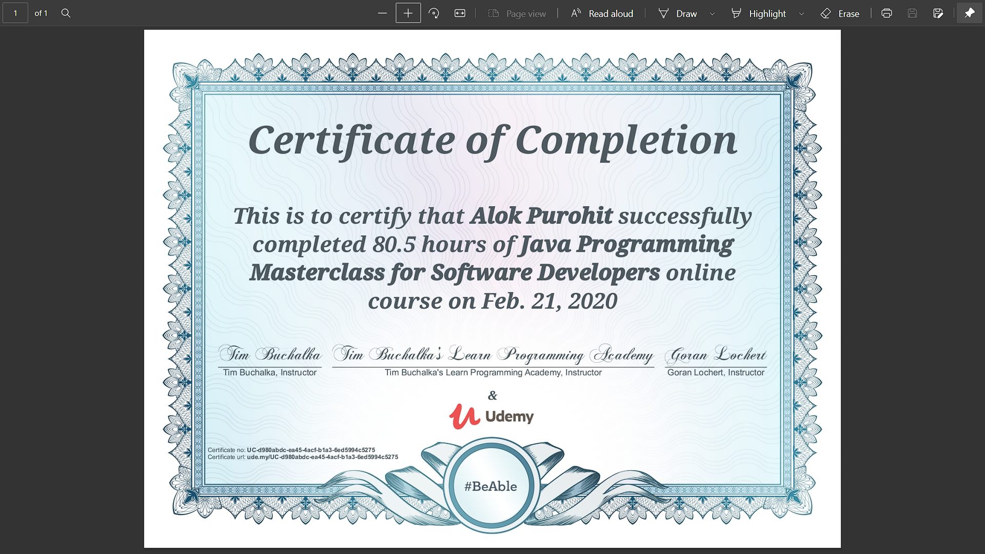 Java Certificate
